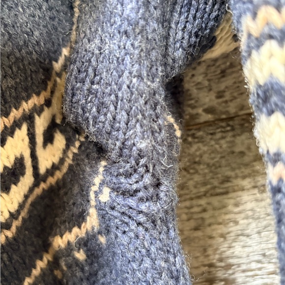 TNA/Aritzia | "Sea To Sky" Lambswool Deer Knit Zip Sweater - Women's S/M, Blue - Picture 7 of 7